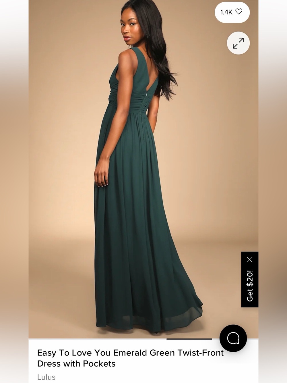 Lulu's Deep Emerald Twist-Front Maxi Dress - Picture 2 of 6